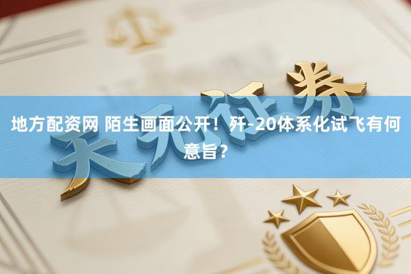 地方配资网 陌生画面公开！歼-20体系化试飞有何意旨？
